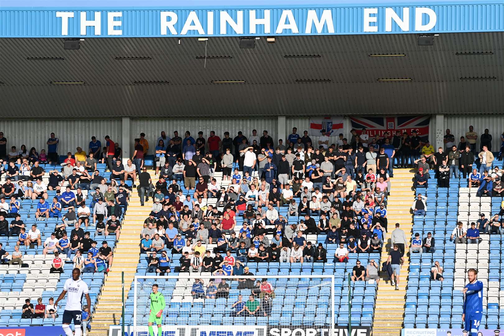 Gillingham fans in The Rainham End as they returned to Priestfield after more than 500 days away. Picture: Barry Goodwin (49649983)