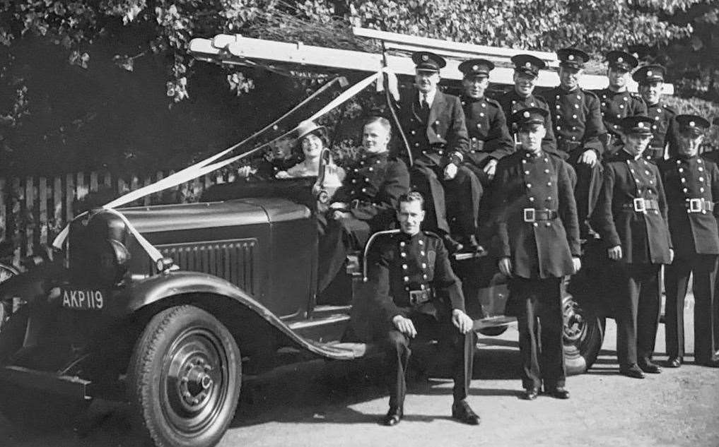 Albert Scrivens, far right top, with colleagues. Picture courtesy of Kent Fire and Rescue Service