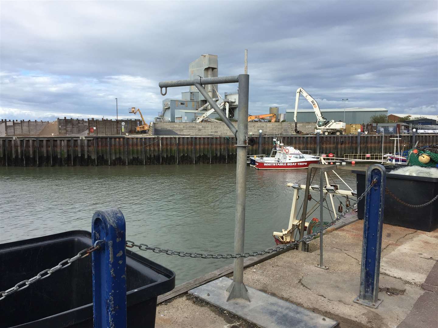 The berth neighbouring the South Quay Shed used by fishermen in Whitstable harbour