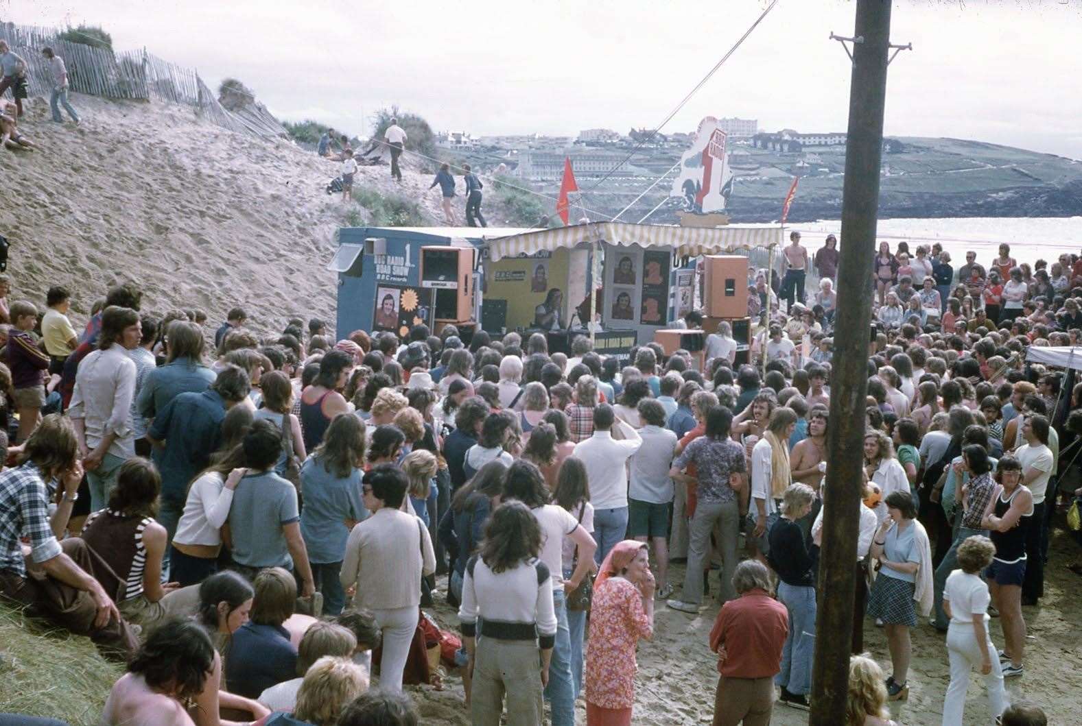 The very first Radio 1 roadshow in Newquay on July 23, 1973 with Alan Freeman. Picture Tony Miles/Smiley Miley