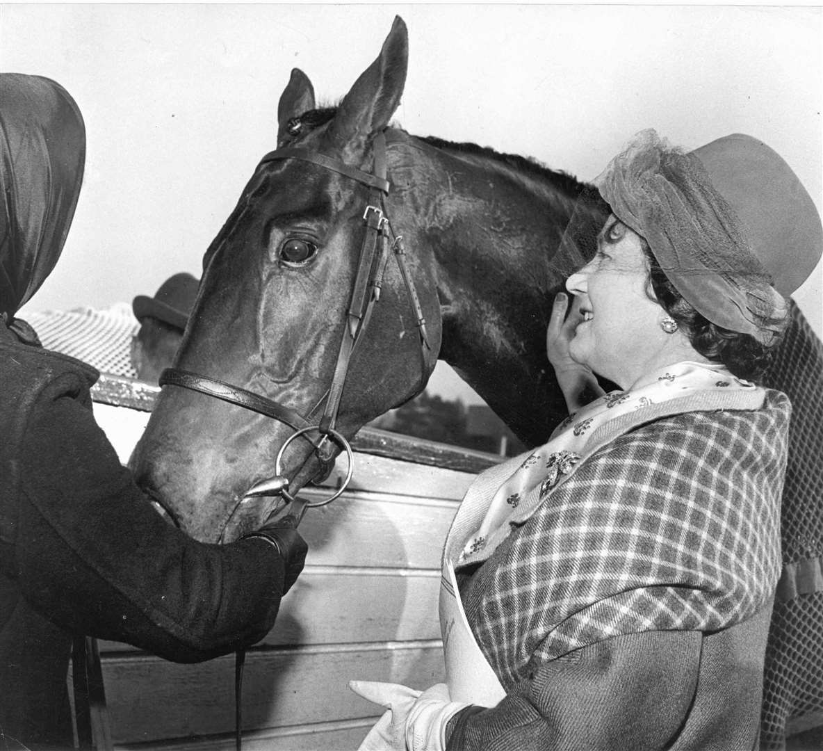 The Queen Mother paid a number of visits to Folkestone Races, including here in November 1964. She made a surprise visit to a National Hunt meeting at which her horse Arch Point, ridden by Bill Rees, won the opening race, the Marden Hurdle. 'I've had a wonderful afternoon,' the Queen Mother told the crowd