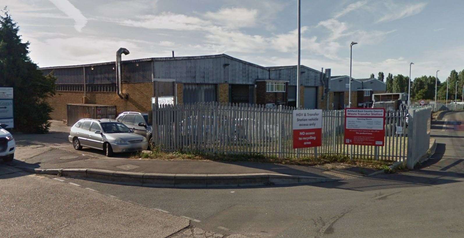 The Household Waste Recycling Centre on Brunswick Road, Ashford caught fire this afternoon. Picture: Google
