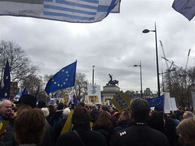 Marchers gather at Marble Arch Picture: Michelle Cox