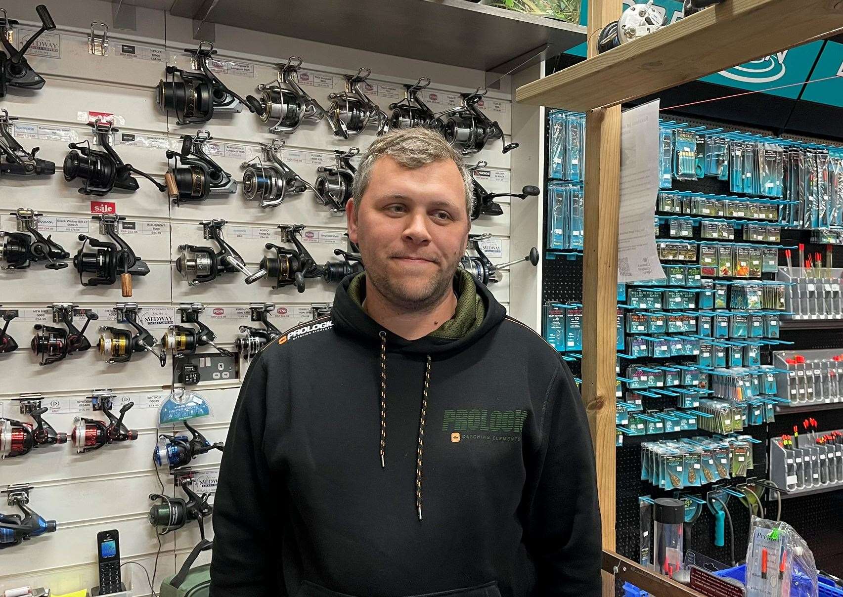 Lewis King, boss of Medway Tackle Supplies in Twydall Shopping Parade. Picture: Joe Crossley