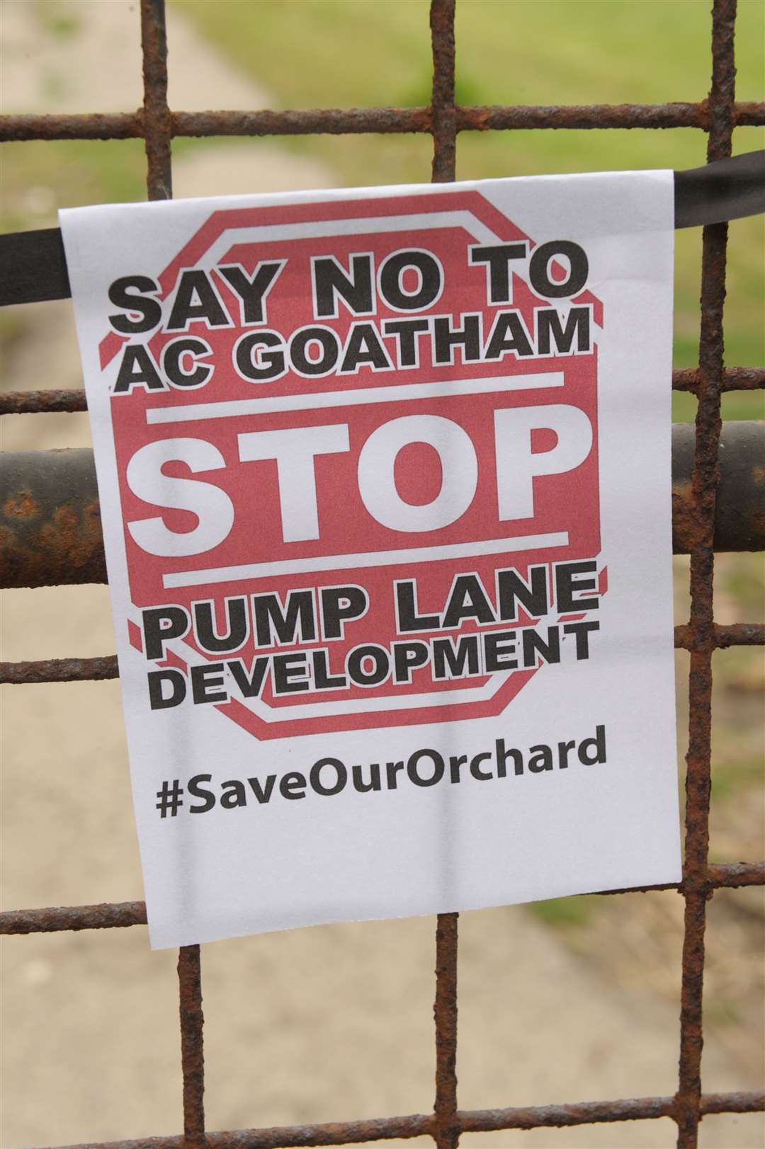 Campaign banners lined the picnic spot at the orchard between Pump Lane and Lower Bloors Lane.Picture: Steve Crispe (14405230)