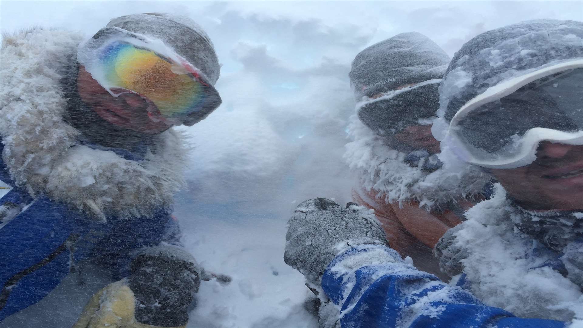 The group battling the elements. Credit Spear17