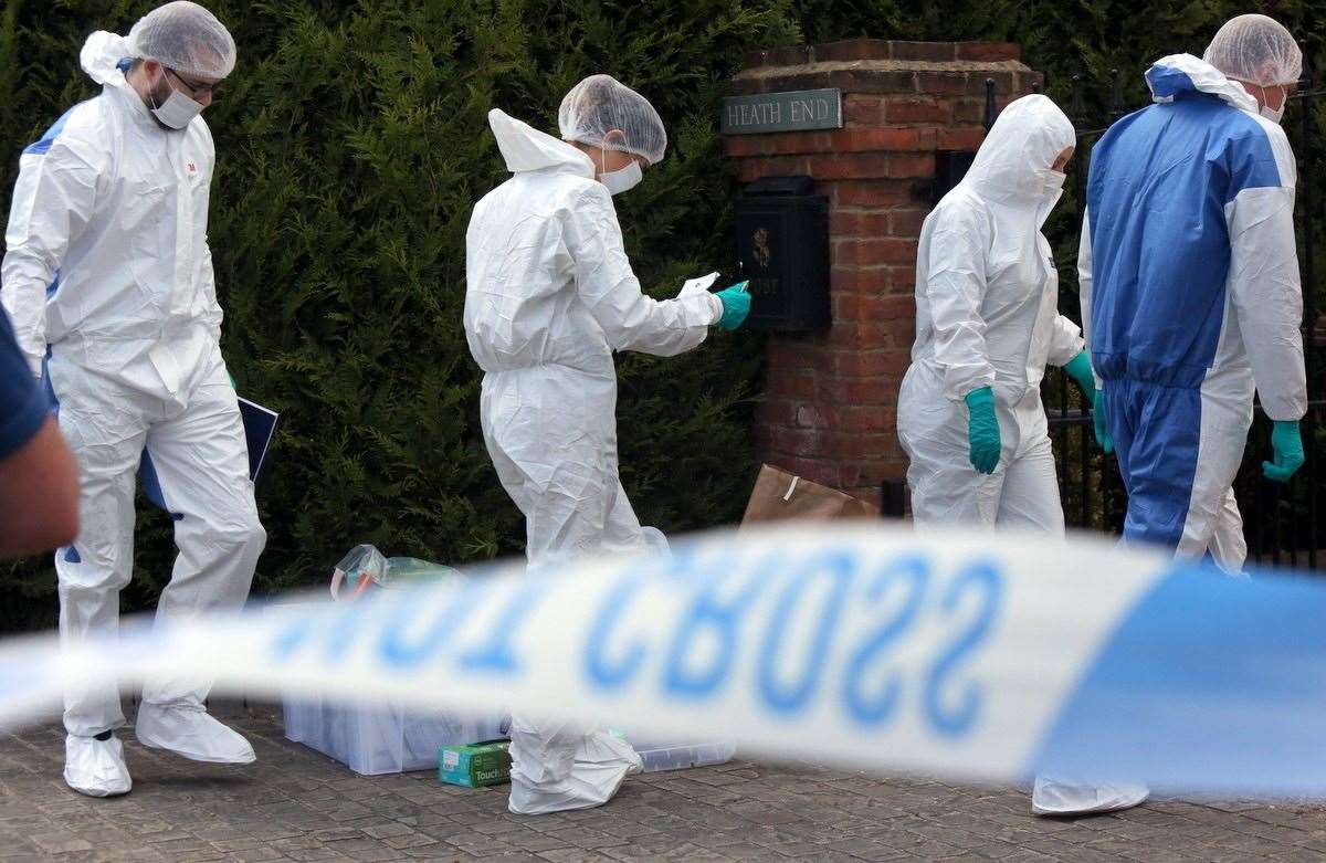 Police at the scene of a murder investigation in Oakfield Lane in Dartford. Picture: UKNiP