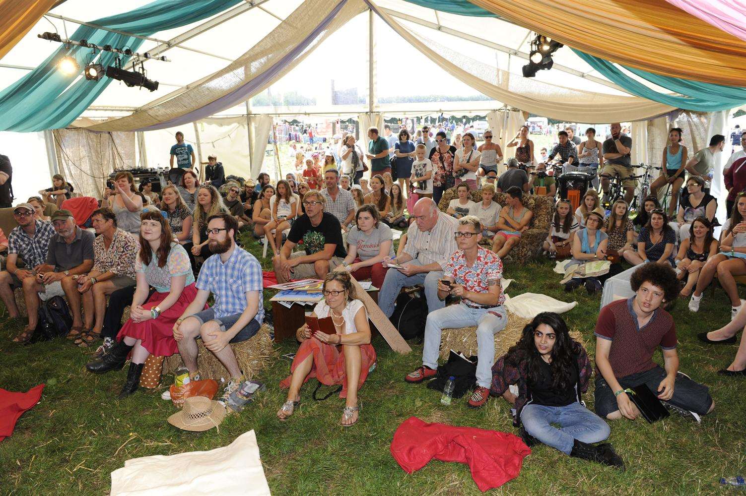 Crowds enjoy the entertainment.