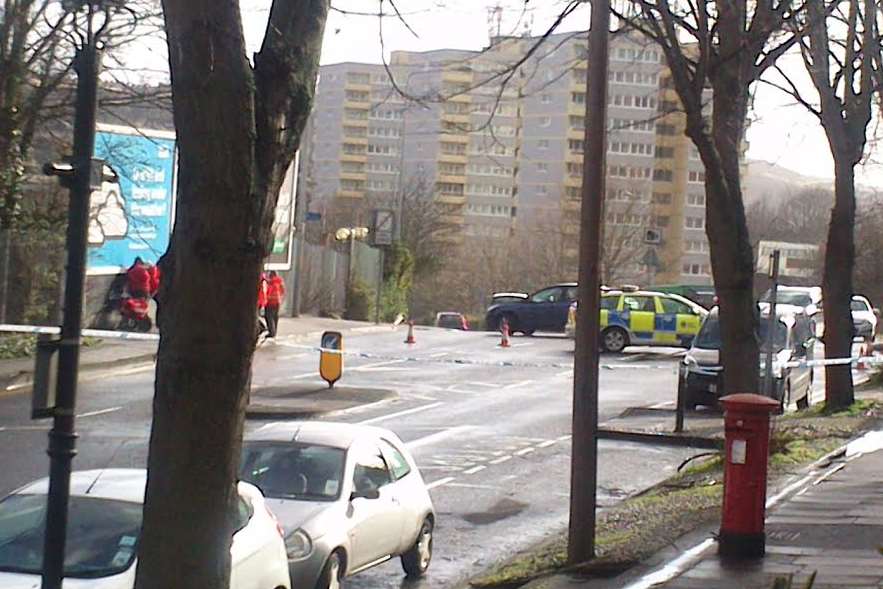 The area outside the Royal Mail sorting office in Chatham is taped off