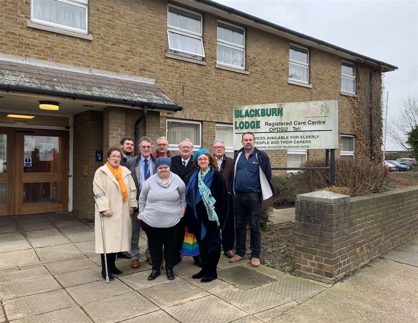 Members of the pressure group outside Blackburn Lodge in Broadway, Sheerness