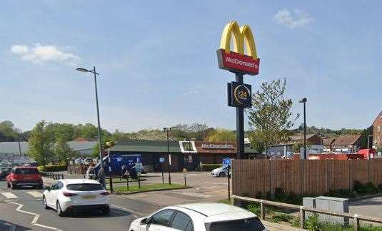 Jermide Omaghomi drove into the McDonald's in Commercial Road, Strood, but was shopped to police as the person who served him thought he was intoxicated. Picture: Google