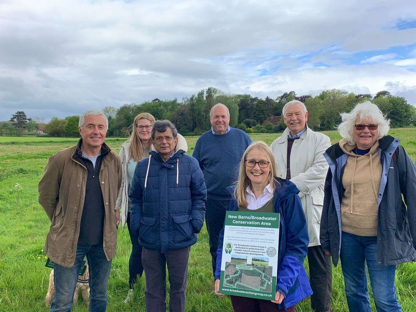 The Broadwater Action Group's committee members: from left, Simon Thomas, Sarah Arnold, Prof. Bim Bhaduri, Tony Ward, Becky Robinson Hugill, Richard Brown and Christine Woodger