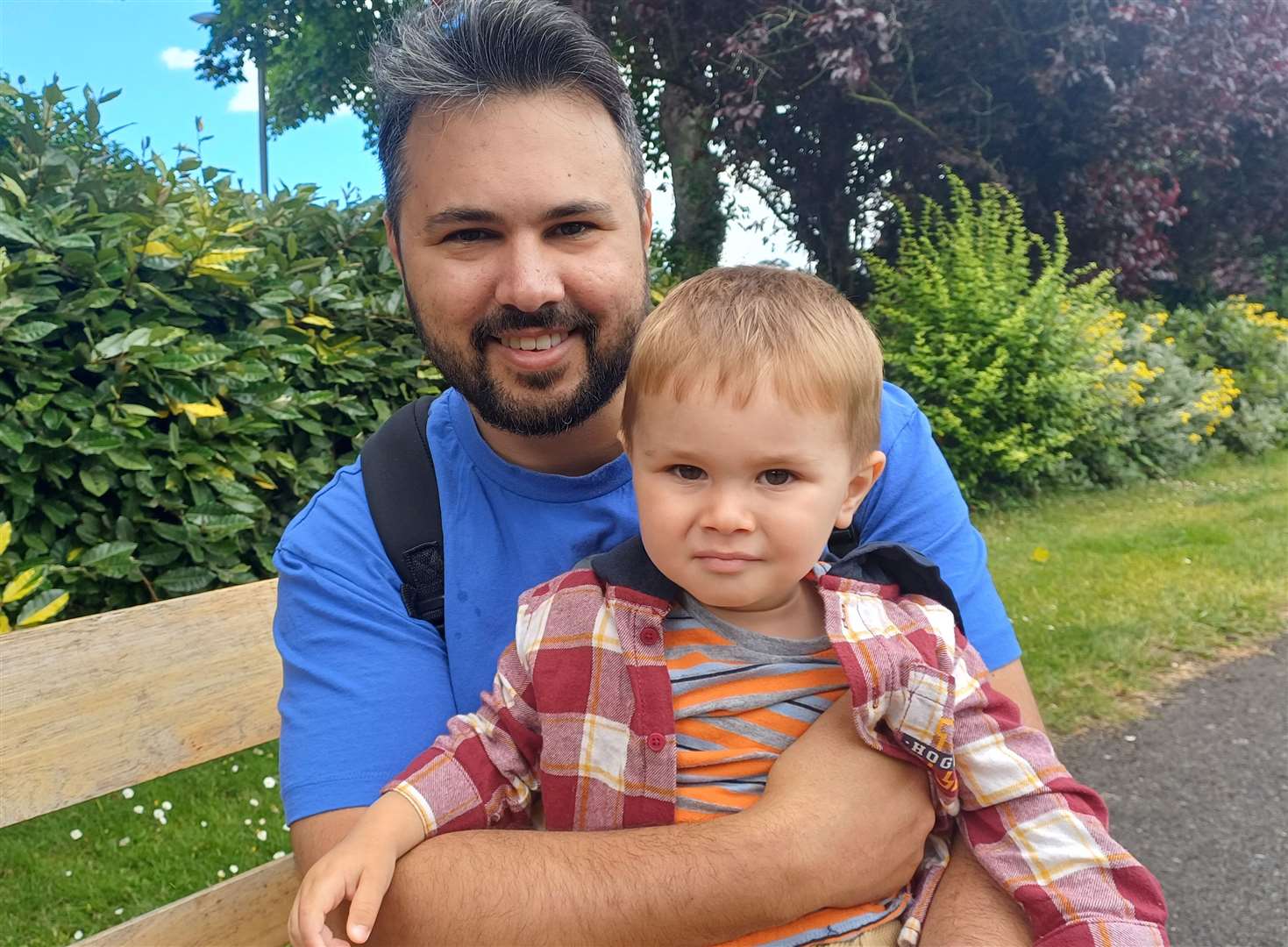 Ben Kalicka with son Elliot in Brenchley Gardens in Maidstone