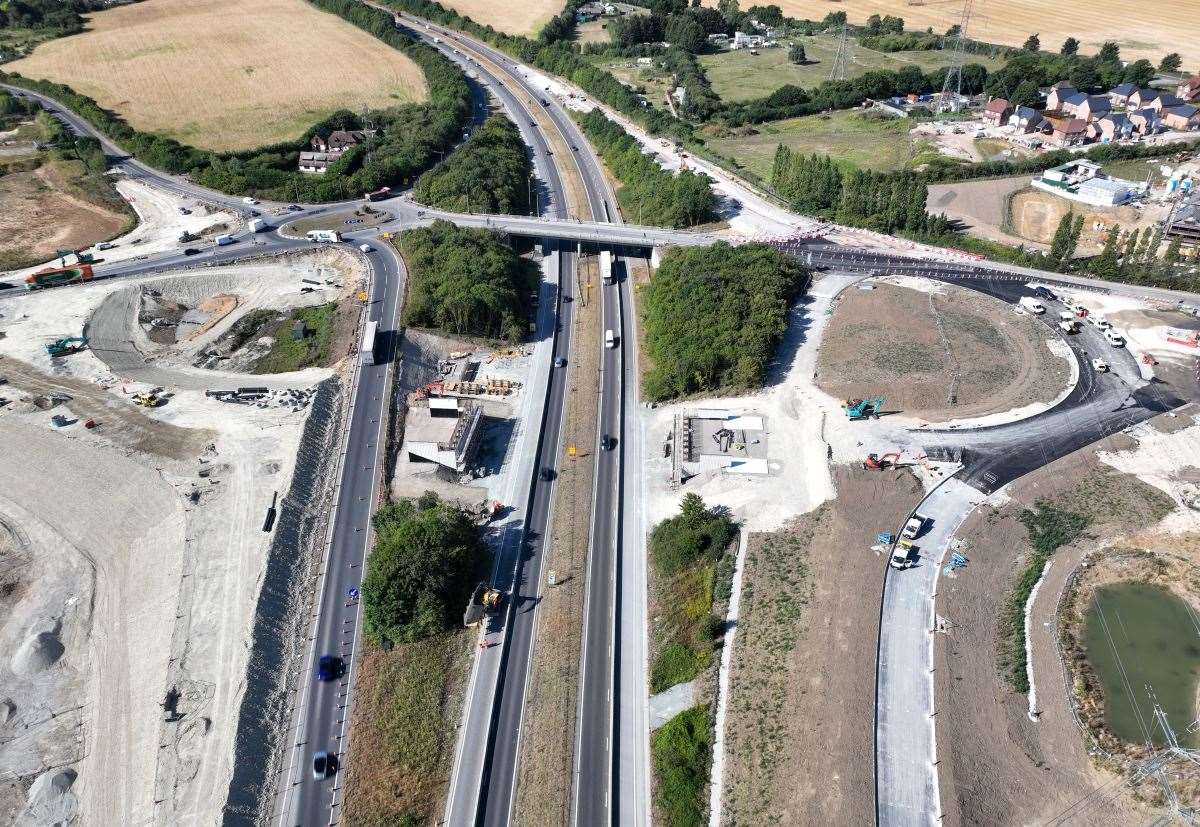 The dumbbell layout of the Grovehurst junction can be seen as work continues this month. Picture: Phil Drew