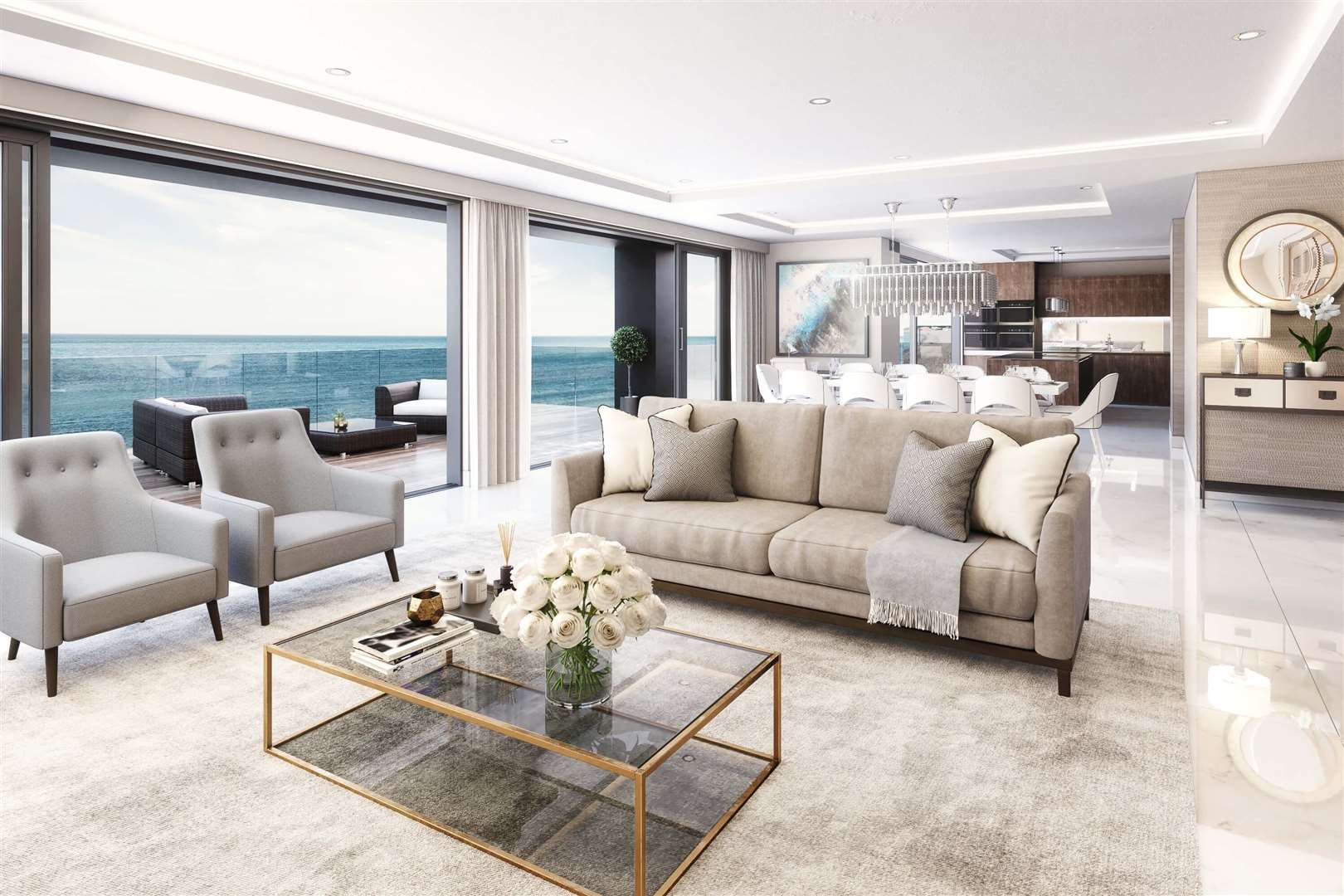 Inside Sandgate Pavilions - where each property has sea views