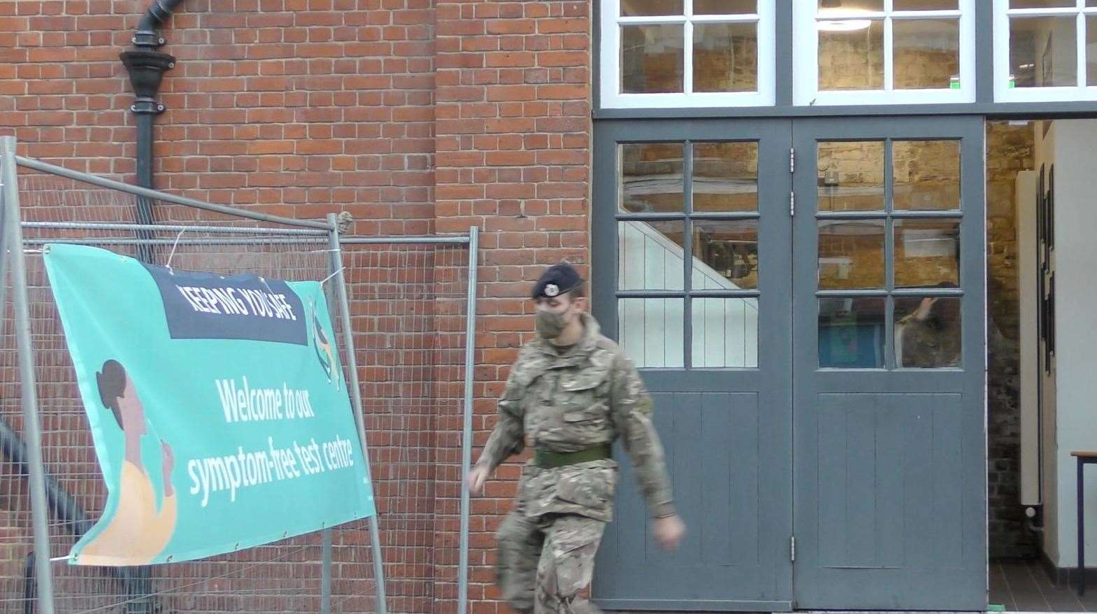 The military has been setting up a Covid-19 testing site at the university campus in Medway