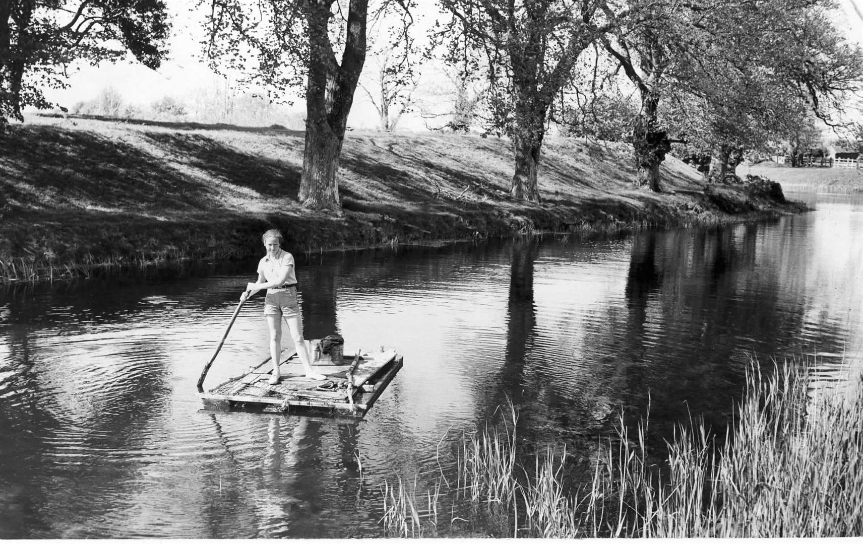 Punting on the Royal Military Canal in Hythe in May 1952