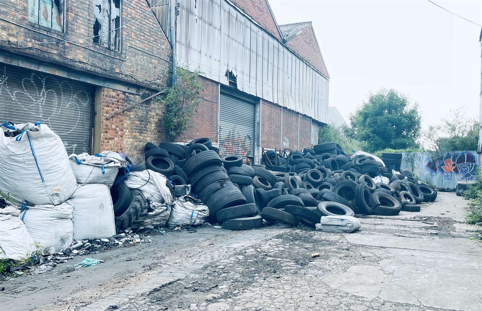 The tyre mountain at the start of the month. Picture: Tom Duff