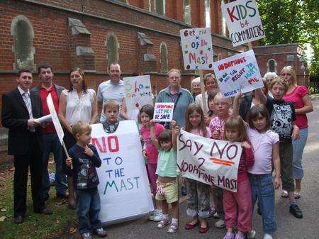 Phone mast campaigners outside Medway Council's offices