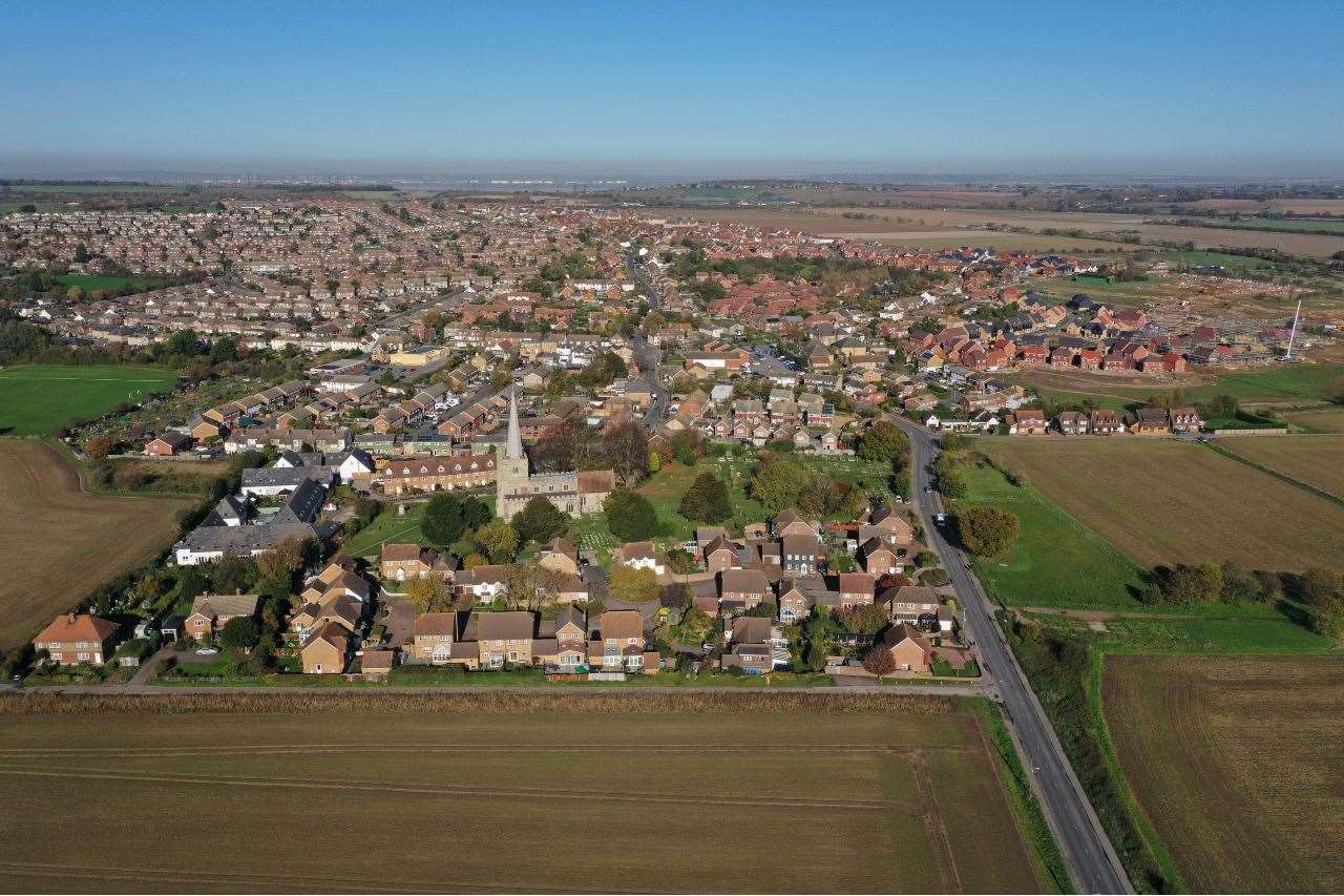 An aerial view of the Hoo Peninsula