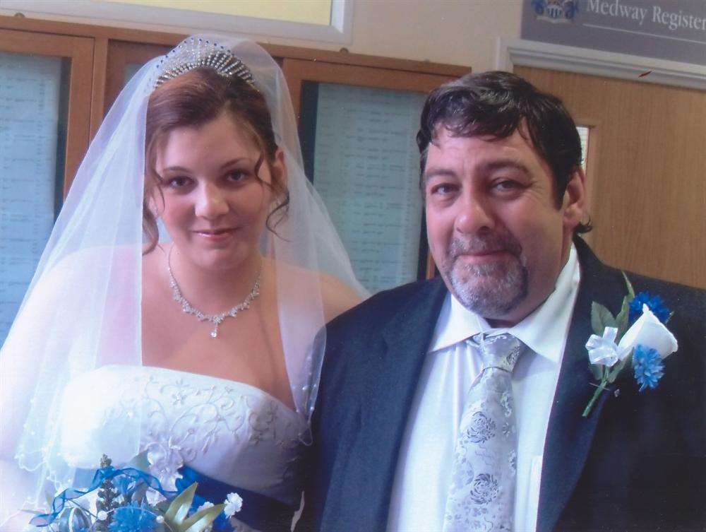 Melissa Crook and her father Mark, who also died after the fire, on her wedding day