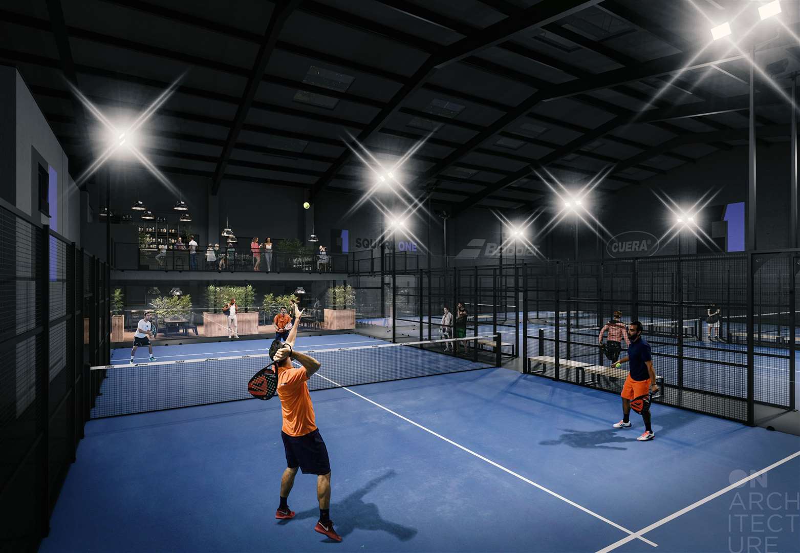 Square One will feature padel facilities at the complex in Ashford. Picture: On Architecture