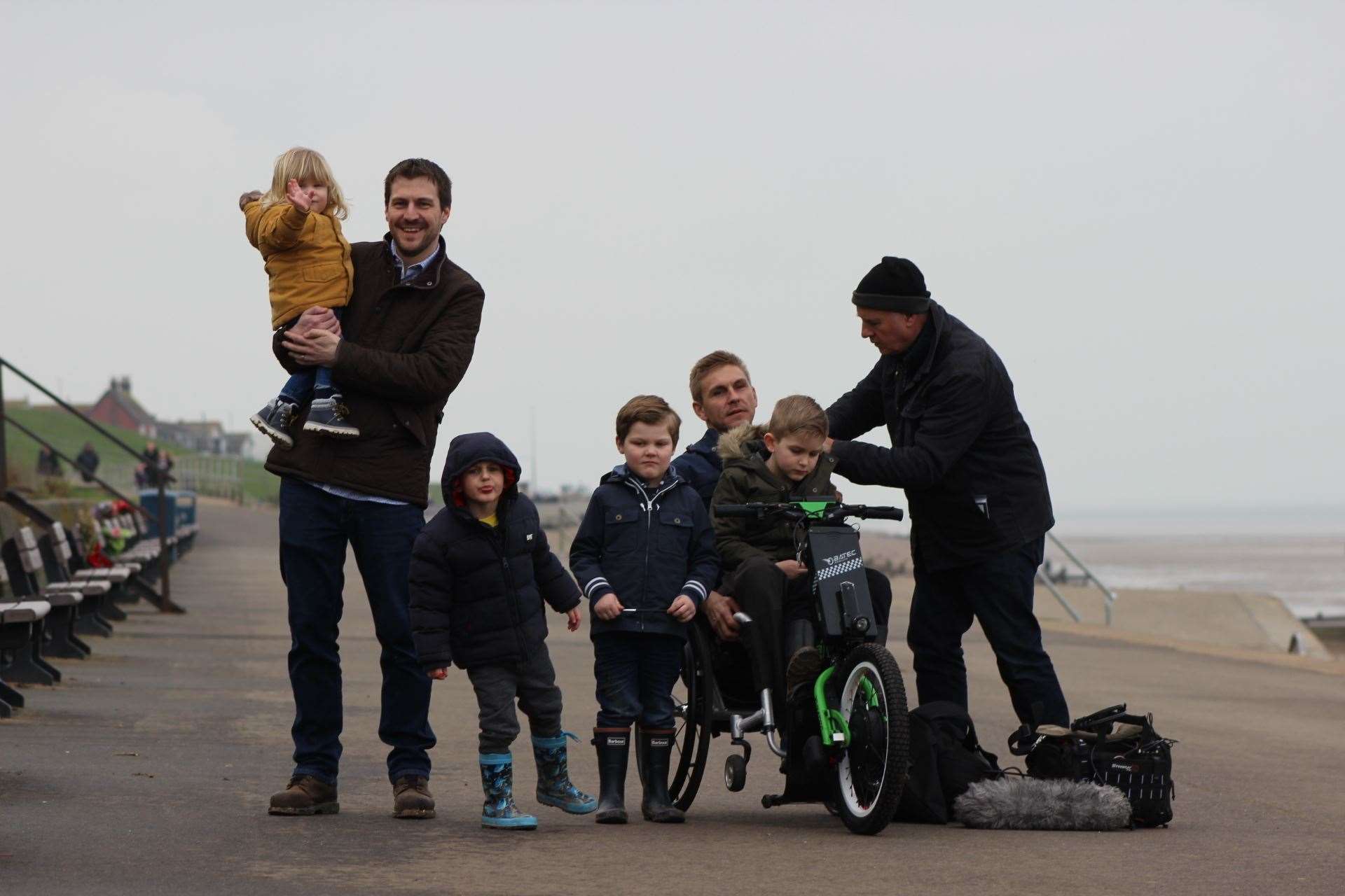 TV presenter Steve Brown with his family recording the BBC One programme Blue Planet UK (7820241)