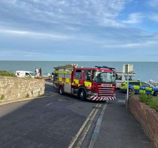 A fire engine blocked a road off Sandgate Esplanade following the accident
