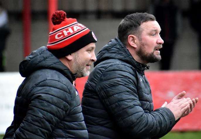 Chatham boss Kevin Hake with assistant manager Danny Kedwell. Picture: Randolph File