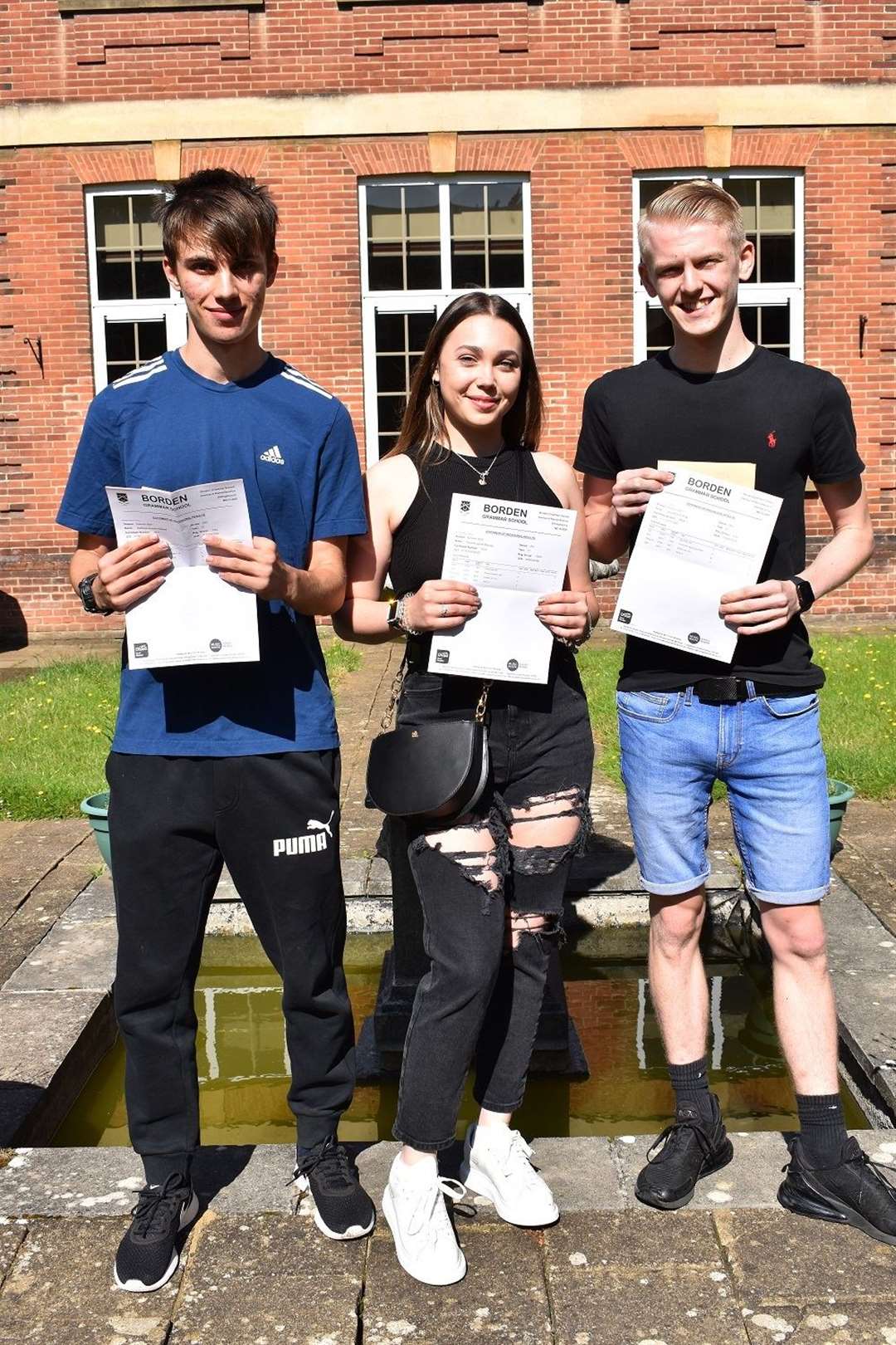 Borden Grammar A-level students Matthew Reeves, Katie Bostock and Jamie King