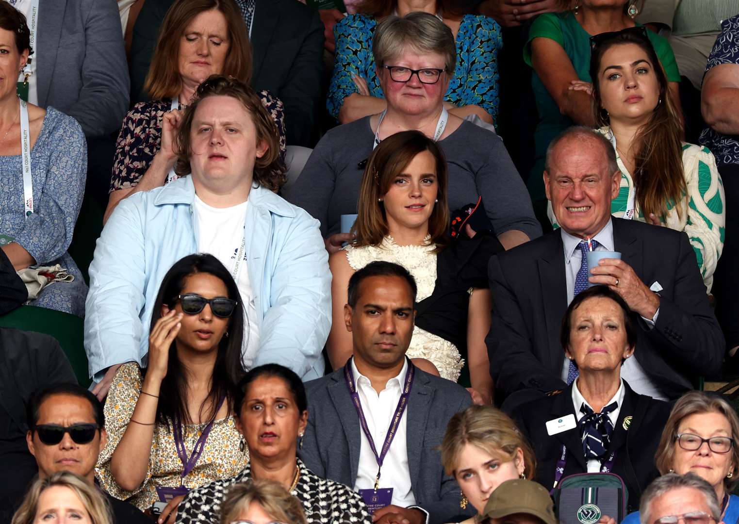 Lewis Capaldi and Emma Watson watched the ladies’ final (PA)