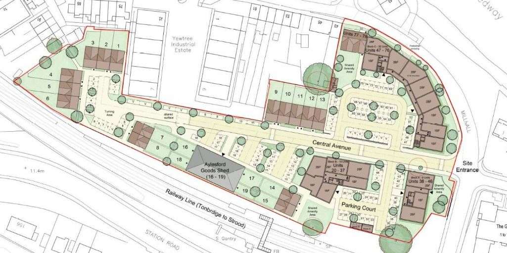 The plans for the development sit between the River Medway and Aylesford train station. Picture: Castledene Transport