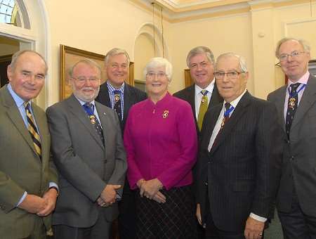 Allan Willett, left, with some of his Deputy Lieutenants - Bill Cockroft, from Maidstone; KM Group president Edwin Boorman, from Ulcombe; Ann West, from Chatham; Professor Michael Wright, from Sandwich; Brian Pearce, from Shipbourne; and Colonel Godfrey Linnett, from Bromley