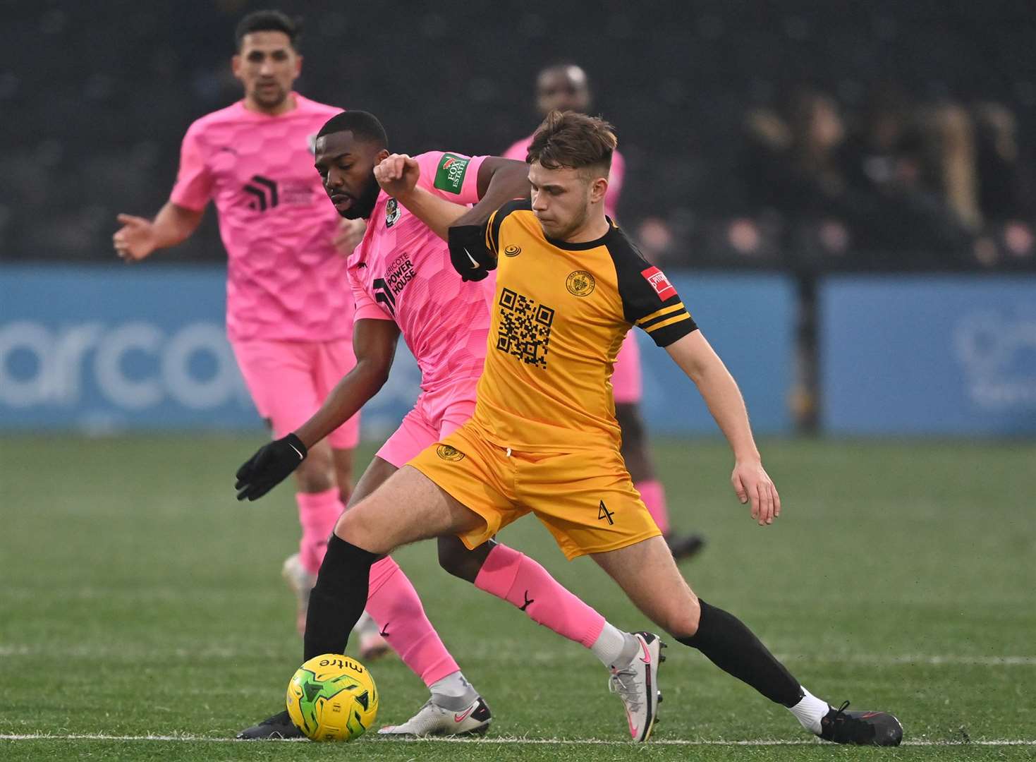 Jack Hanson gets in first for Cray Wanderers against Dartford. Picture: Keith Gillard