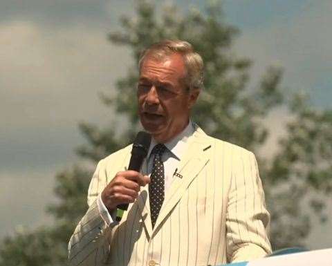 Reform UK leader Nigel Farage speaking in Maidstone during this year’s general election campaign. Picture: Reform UK