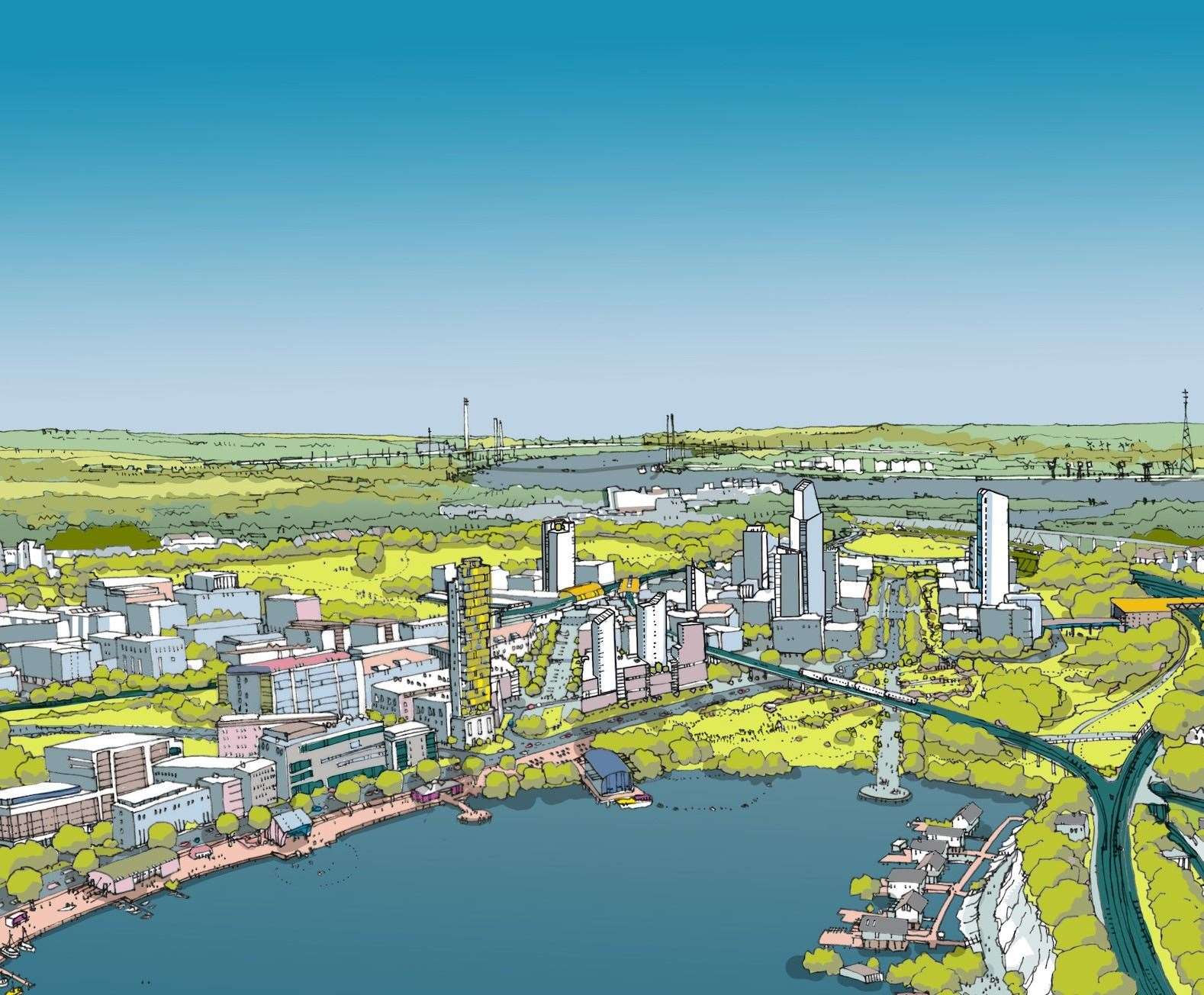 An aerial view of the Ebbsfleet central plans. Picture: Ebbsfleet Development Corporation (19441957)