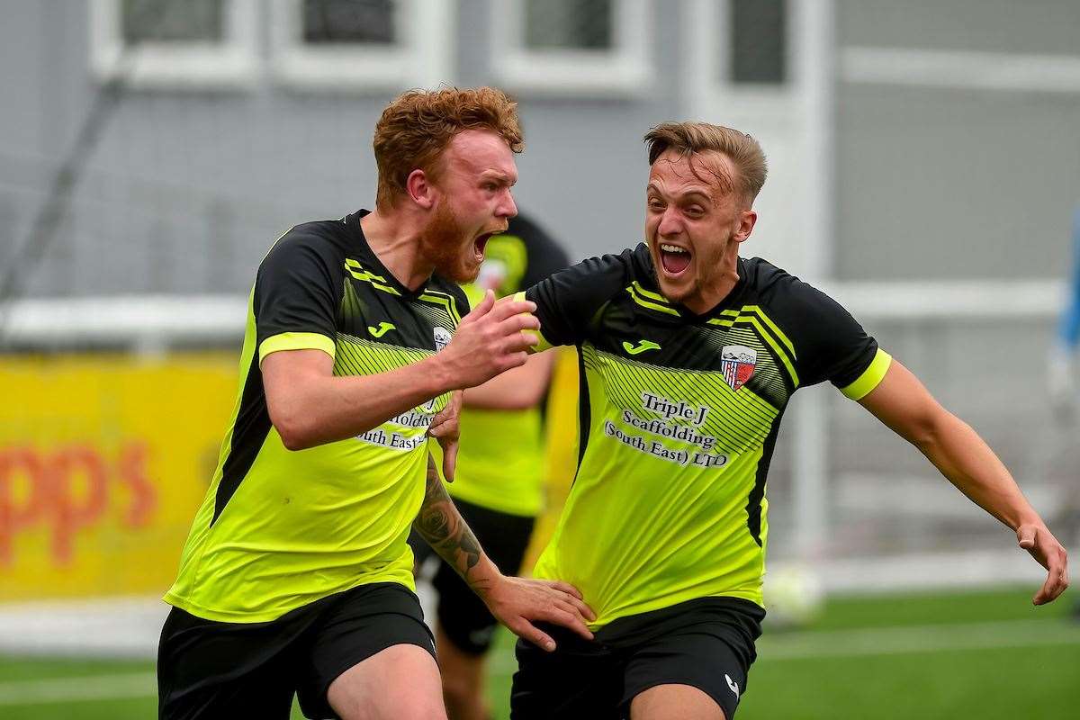 Park Regis Neo's captain Shane Sandy levels the score at 2-2 Picture: PSP Images (56688096)