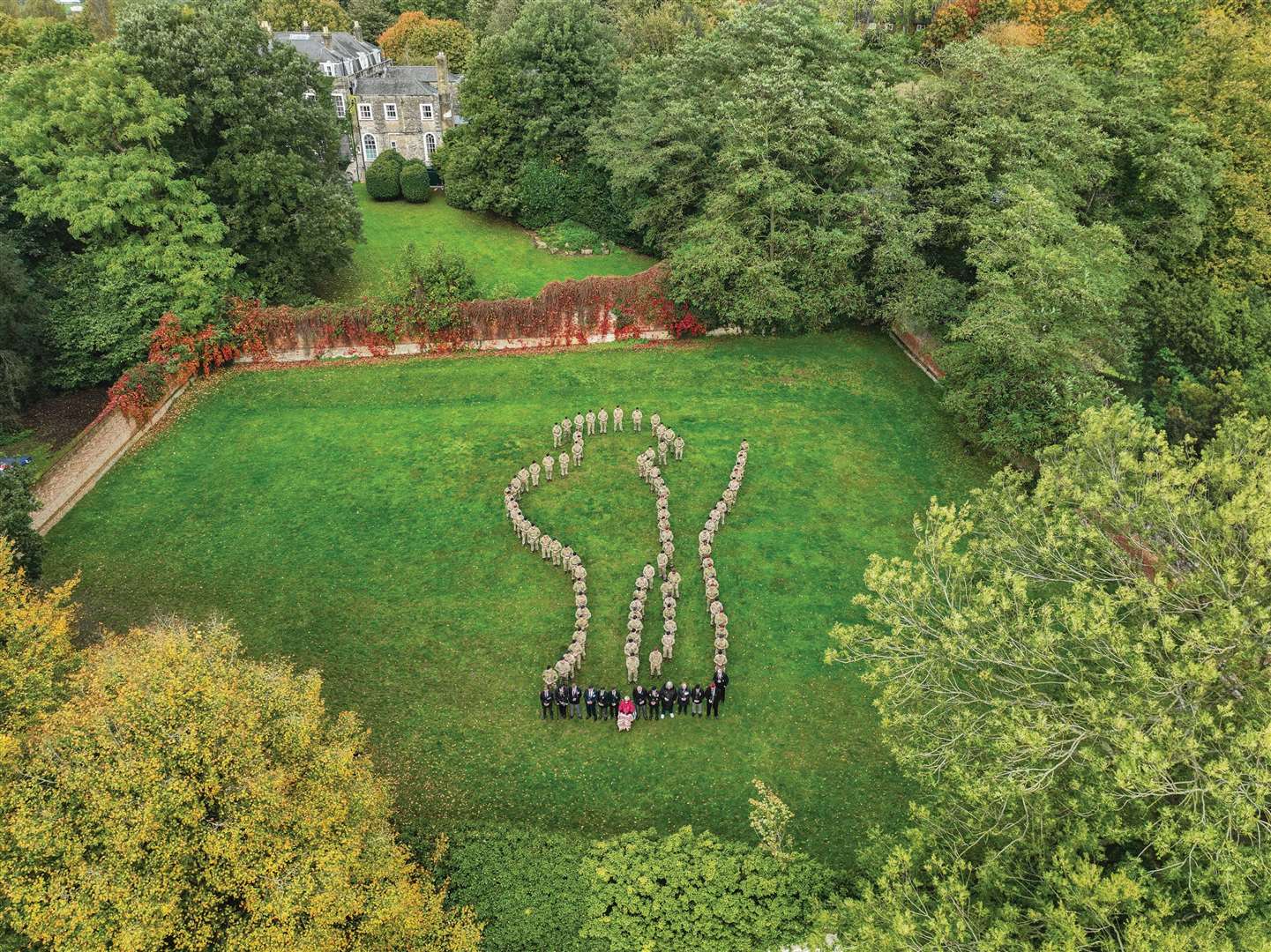 The Tommy figure was mapped out by Service personnel. Picture: Geoff Watkins/Aerial Imaging SE