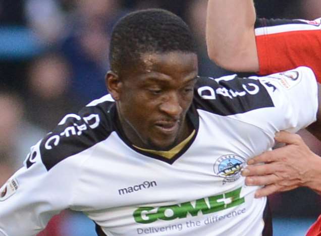 Glory days - Dover's Solomon Taiwo in action against Morecambe. November 2014.