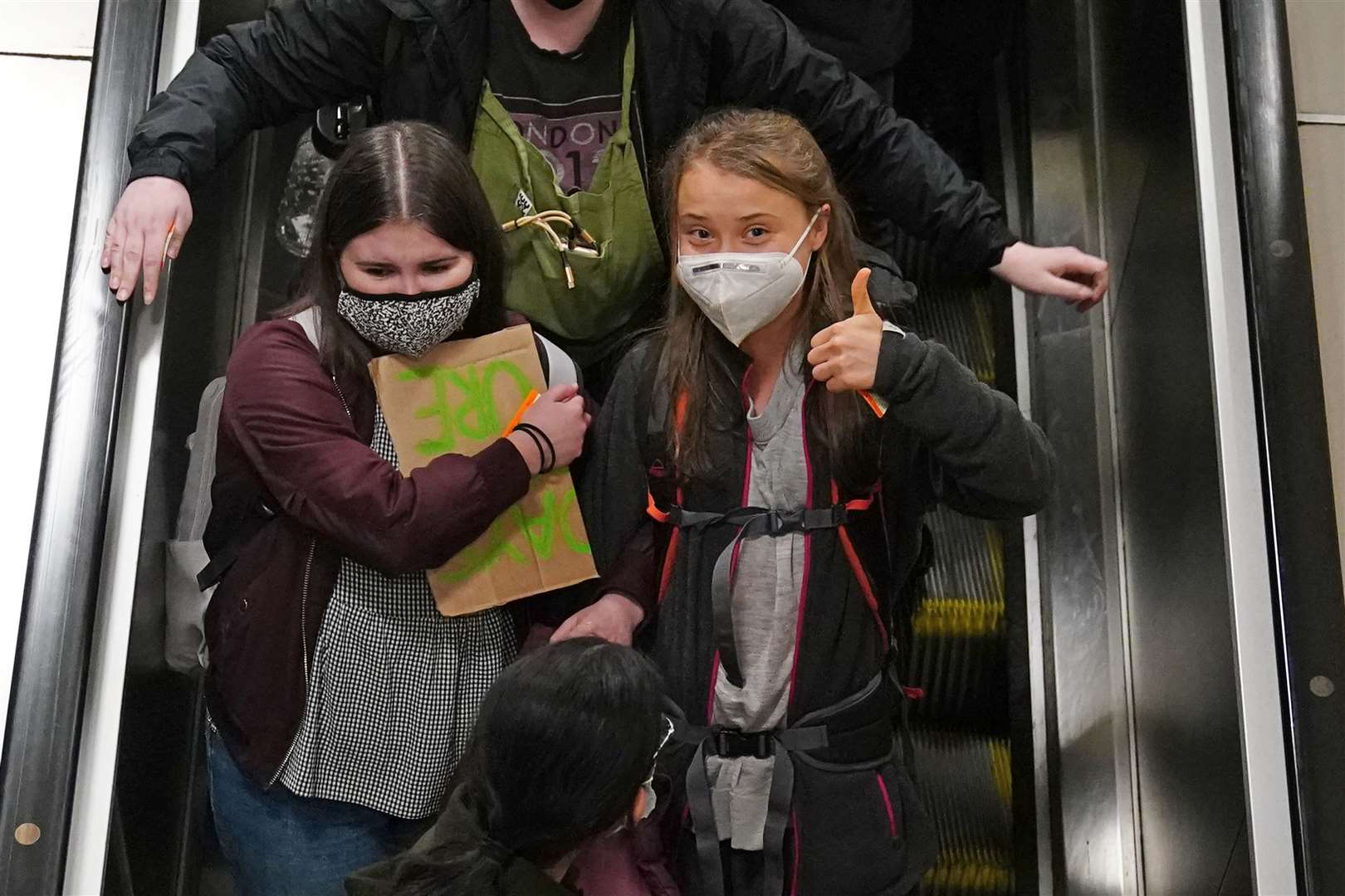 Climate activist Greta Thunberg arrives at Glasgow Central train station (Jane Barlow/PA)