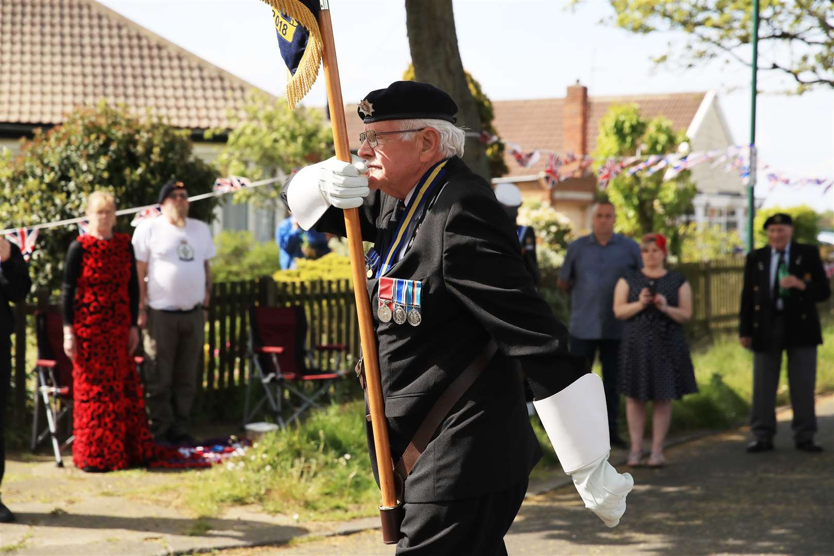 Mr Howden carrying his standard (Owen Humphreys/PA)