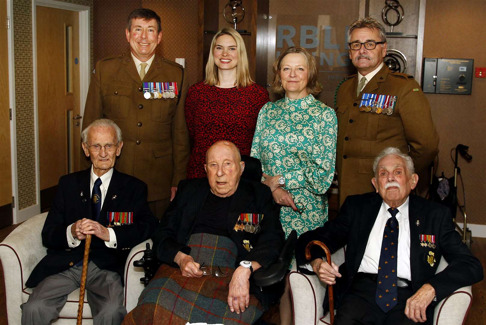 John (far right) joined fellow Chindits Peter Heppell, 100, and John Riggs on the latter's 100th birthday last February. Picture: Sean Aidan