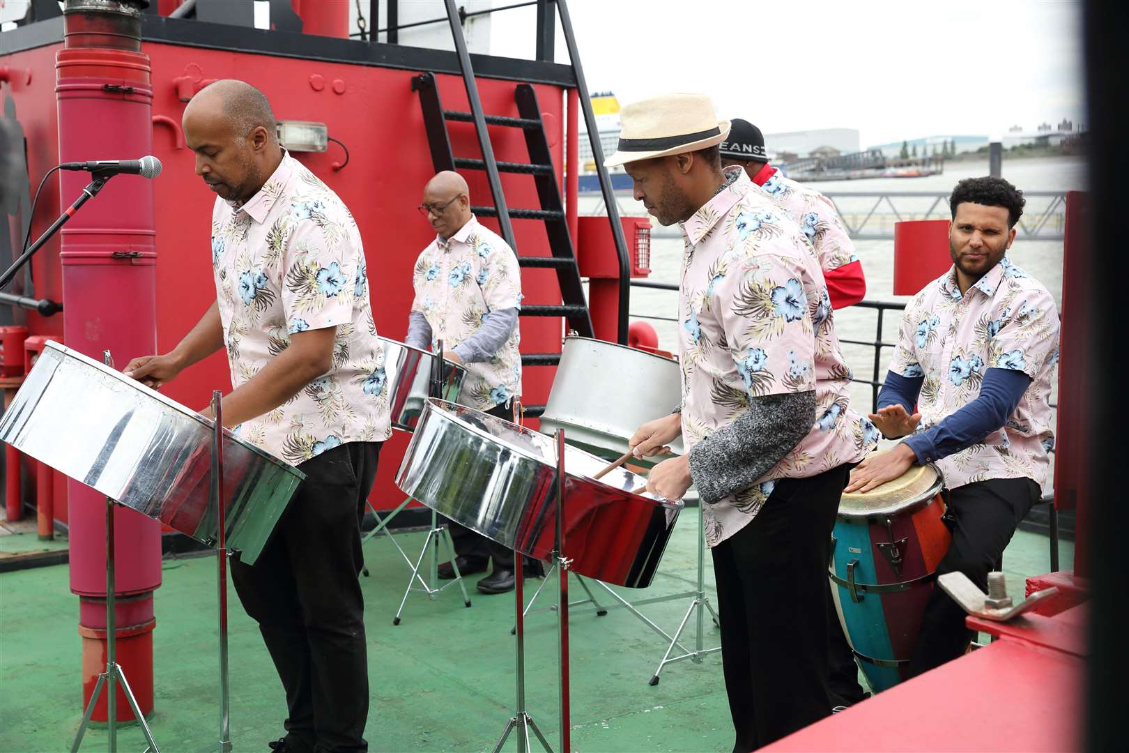 A band plays onboard the LV21 in Gravesend. Picture: Gravesham council
