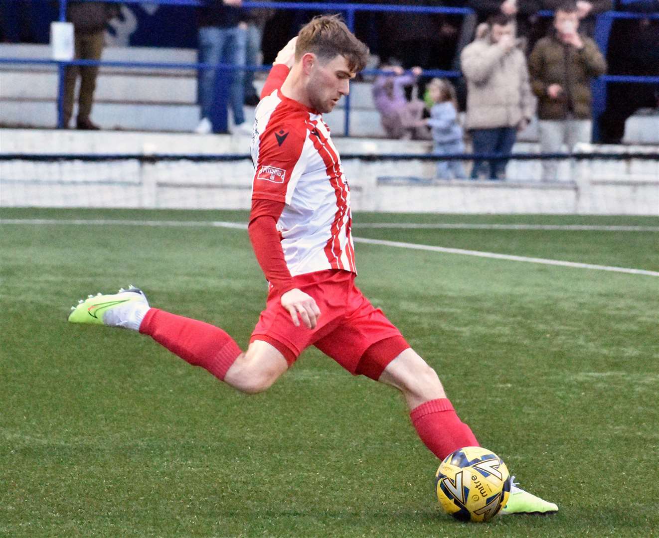 Folkestone's Kane Penn clips the ball forward. Picture: Randolph File