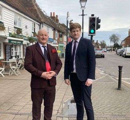 Cllr Martin Round welcomes Matthew Scott to Headcorn to discuss the problems the village is having. Picture: Cllr Round