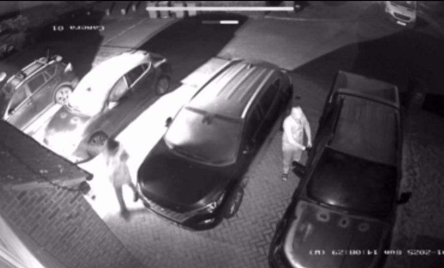 CCTV footage shows two people breaking into the car in Faversham and driving away from the scene. Picture: Hannah Wisbey