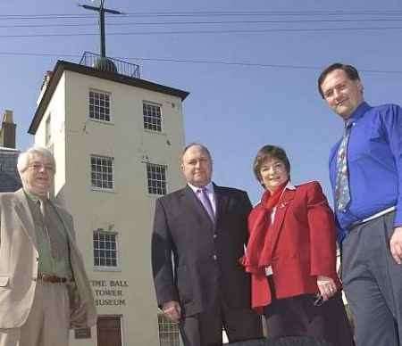 TOWERING FEELING: Jim Rees, Peter Wells, Marlene Burnham and Steve Chappell at Deal's Time Ball Tower. Picture: CHRIS DAVEY