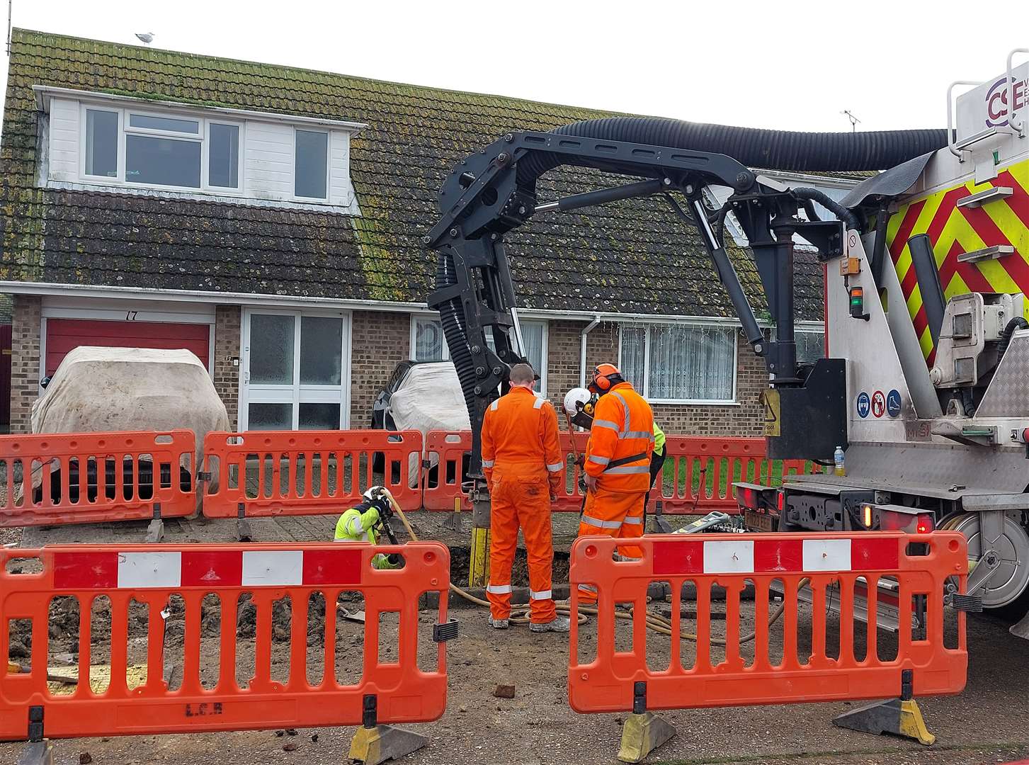 SGN engineers working to fix the gas main in Cornwall Road, Herne Bay