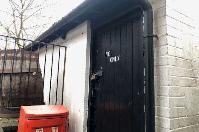 Either this door in the garden is reserved for my use only or it used to be an outdoor gents toilet that has lost its 'N'