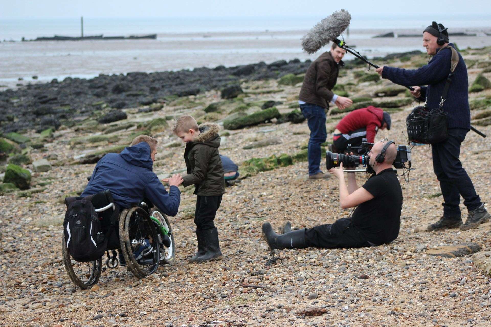 A film crew keeps Steve Brown in its sights as he hunts for fossils on the beach at Minster, Sheppey for the BBC One programme Blue Planet UK (7820245)